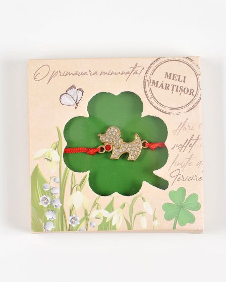 Bratara martisor catelus auriu