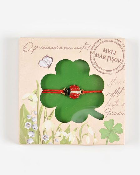 Bratara martisor cu buburuza rosie
