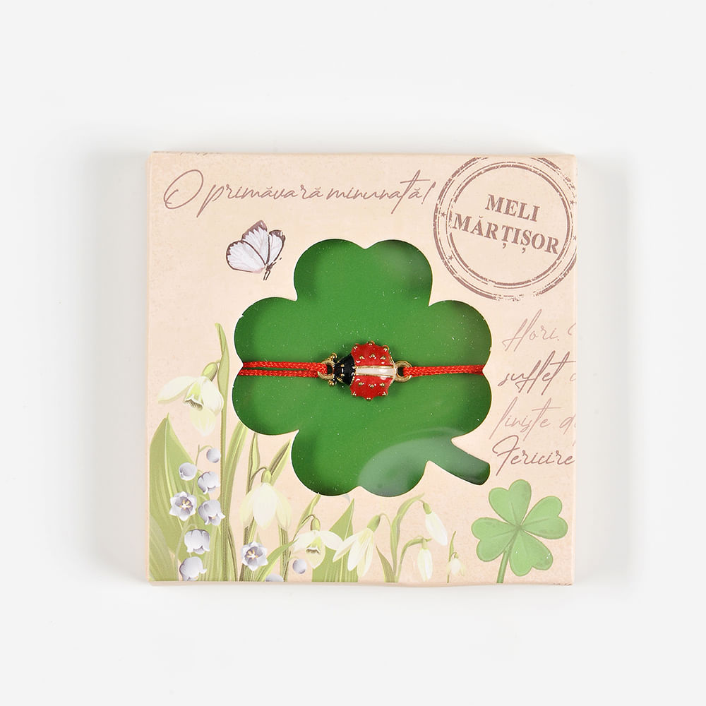 Bratara martisor cu buburuza rosie