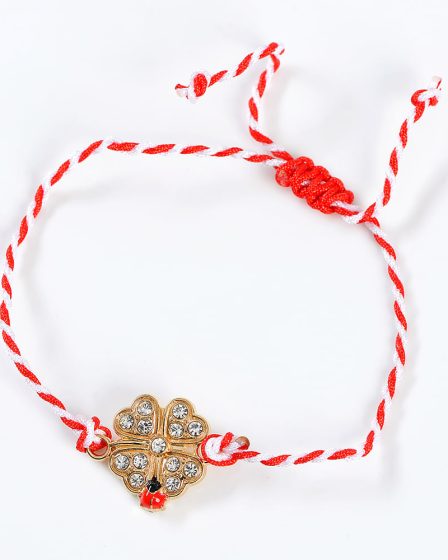 Bratara martisor cu trifoi auriu