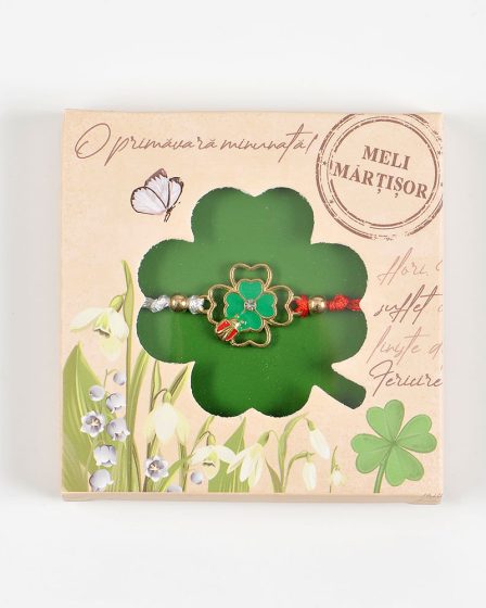 Bratara martisor trifoi cu buburuza