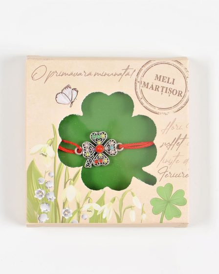 Bratara martisor trifoi cu pietre colorate