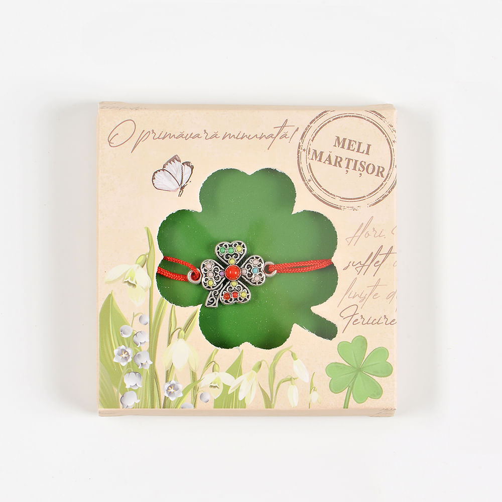 Bratara martisor trifoi cu pietre colorate