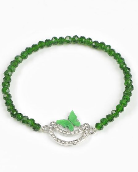 Bratara martisor verde cu semiluna si fluture