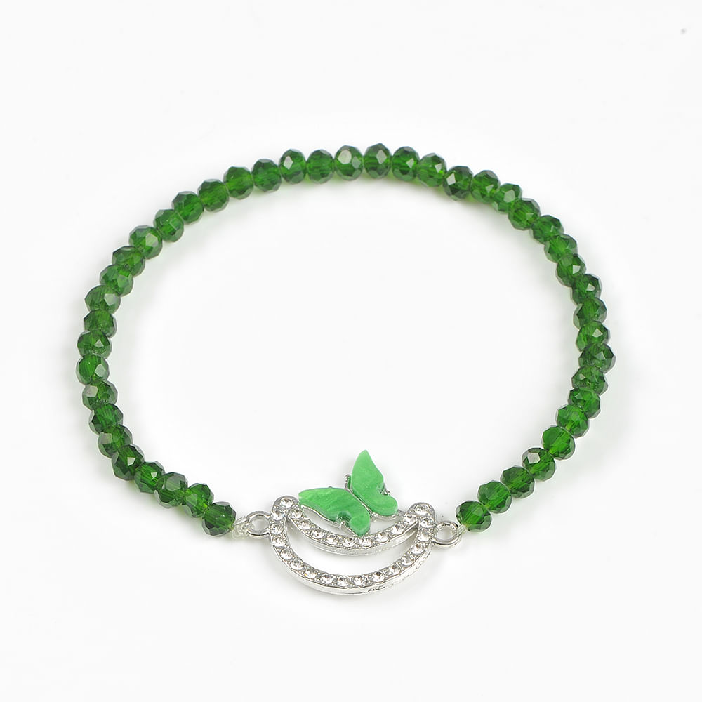 Bratara martisor verde cu semiluna si fluture