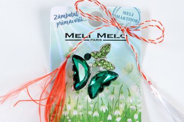 Brosa martisor 2 fluturi verzi