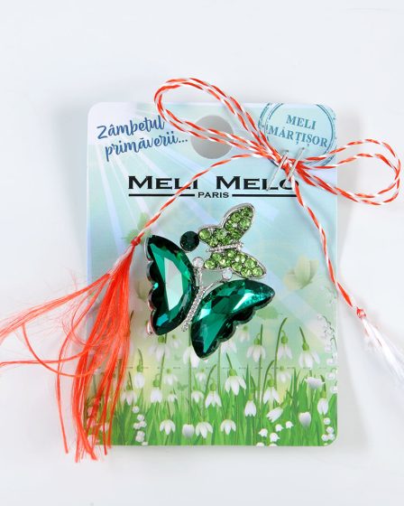 Brosa martisor 2 fluturi verzi