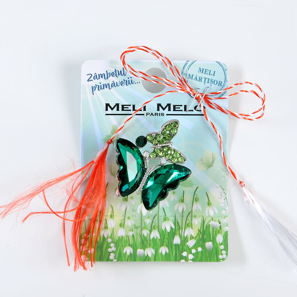 Brosa martisor 2 fluturi verzi