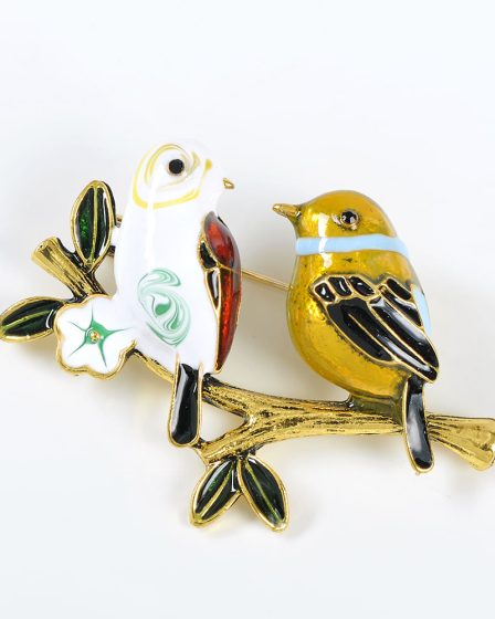Brosa martisor 2 pasari pe creanga