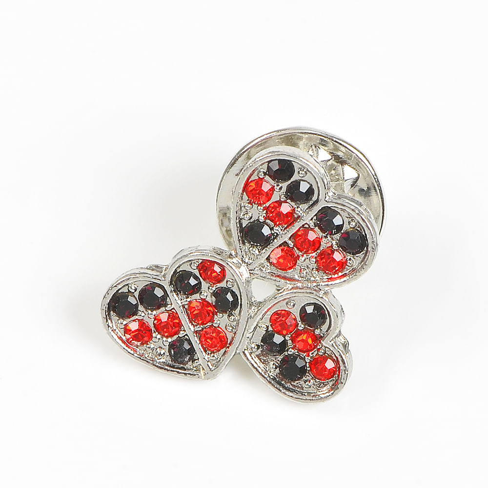 Brosa martisor 3 inimi cu pietre multicolore