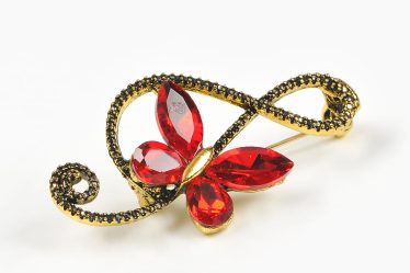 Brosa martisor Cheia Sol si fluture rosu