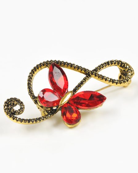 Brosa martisor Cheia Sol si fluture rosu
