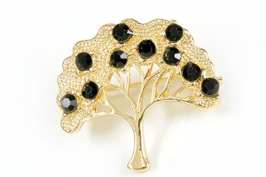 Brosa martisor Copacul Vietii auriu cu pietre