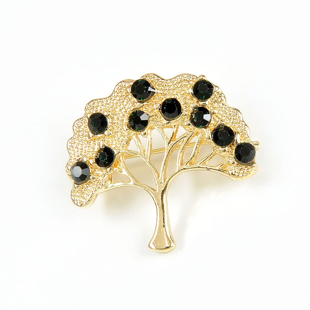 Brosa martisor Copacul Vietii auriu cu pietre