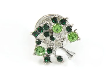 Brosa martisor Copacul Vietii cu pietre verzi