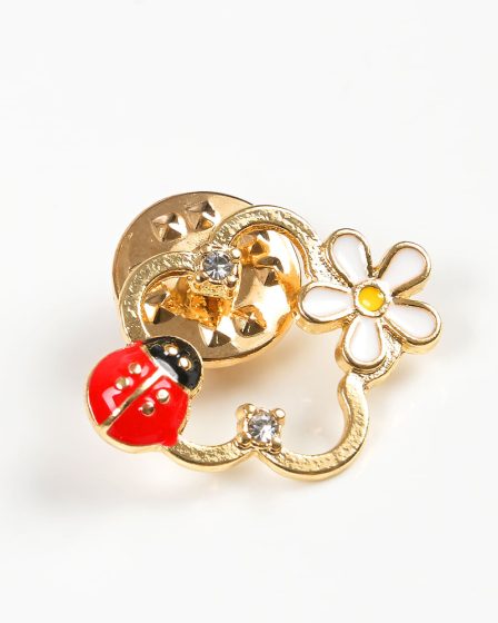 Brosa martisor aurie cu buburuza