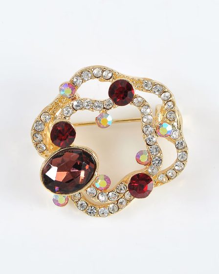 Brosa martisor aurie cu pietre multicolore 42545 1
