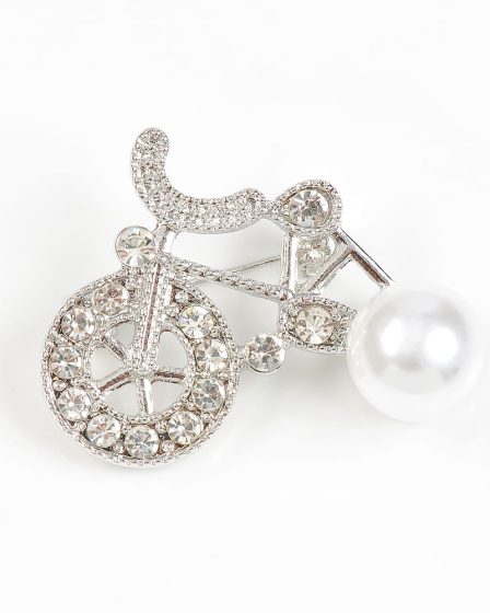 Brosa martisor bicicleta argintie