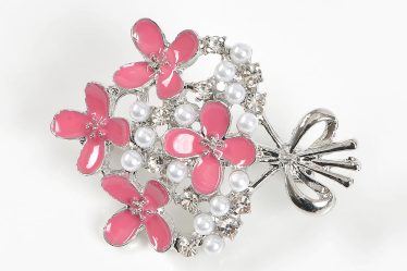 Brosa martisor buchet flori roz