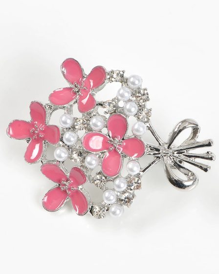 Brosa martisor buchet flori roz