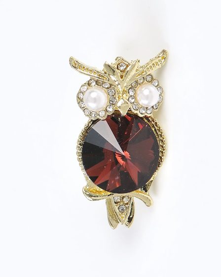 Brosa martisor bufnita aurie cu perle