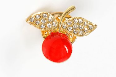 Brosa martisor cireasa cu pietre albe