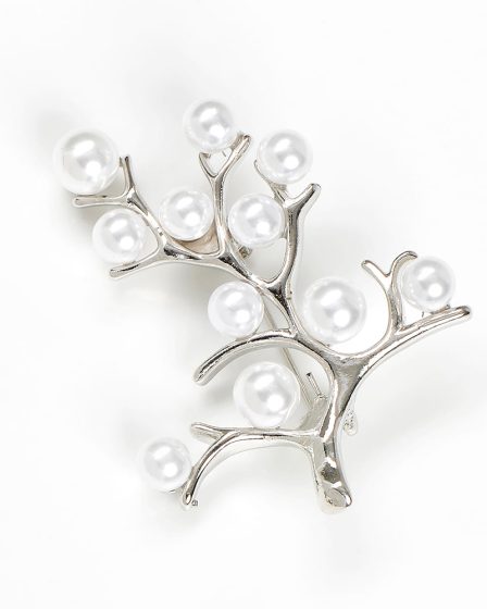 Brosa martisor copac cu perle albe