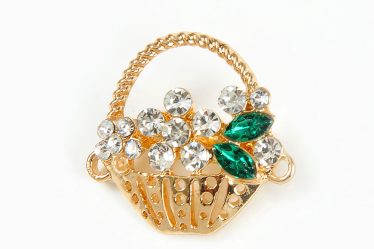 Brosa martisor cos auriu cu flori incolore