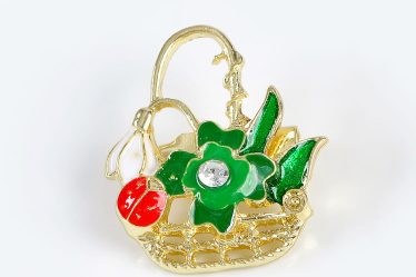 Brosa martisor cos auriu cu ghiocei