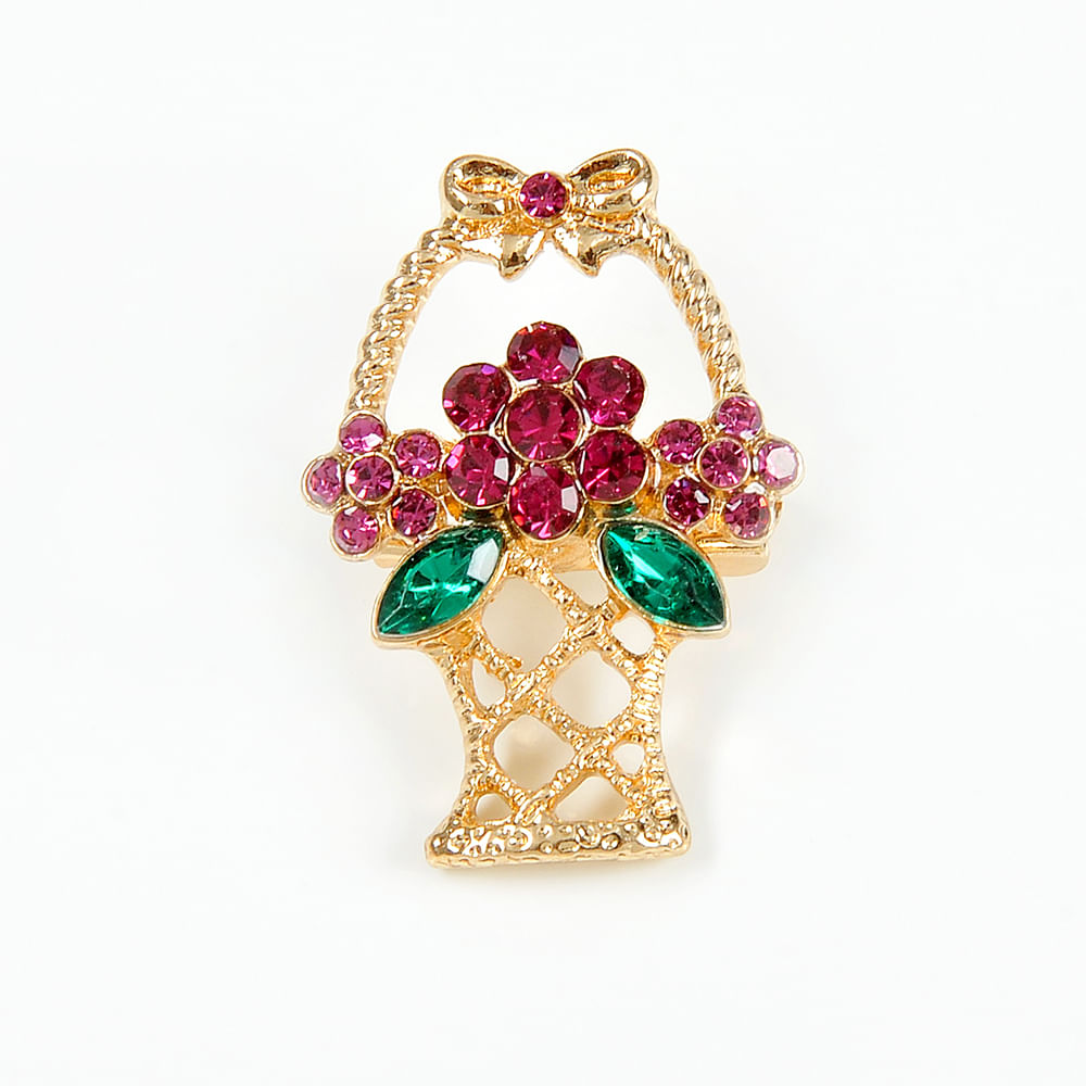 Brosa martisor cos cu flori roz
