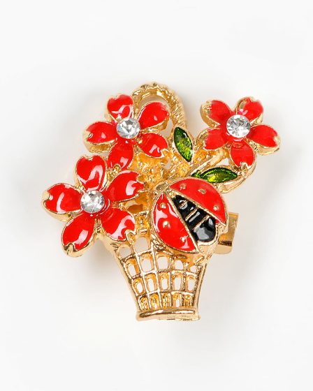 Brosa martisor cos cu flori
