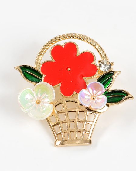 Brosa martisor  cos cu flori