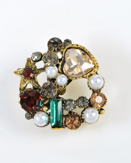 Brosa martisor cu pietre acrilice multicolore