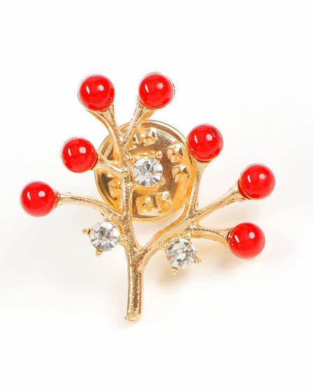 Brosa martisor cu pietre acrilice rosii