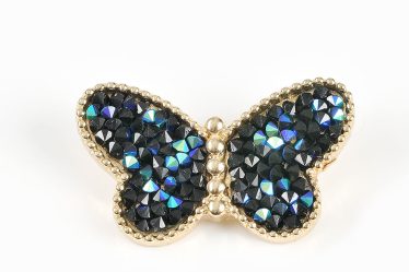 Brosa martisor cu pietre albastre fluture auriu