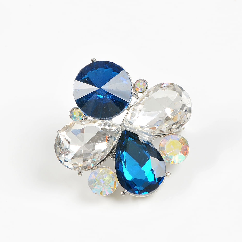 Brosa martisor cu pietre albe si albastre