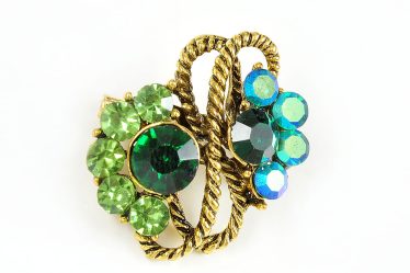 Brosa martisor cu pietre verzi