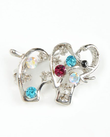 Brosa martisor elefant cu pietre multicolore