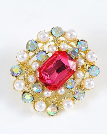 Brosa martisor eleganta cu piatra fucsia