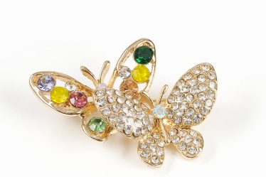 Brosa martisor eleganta doi fluturi cu pietre