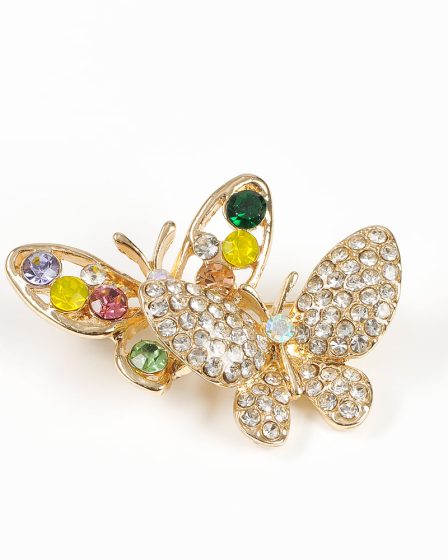 Brosa martisor eleganta doi fluturi cu pietre