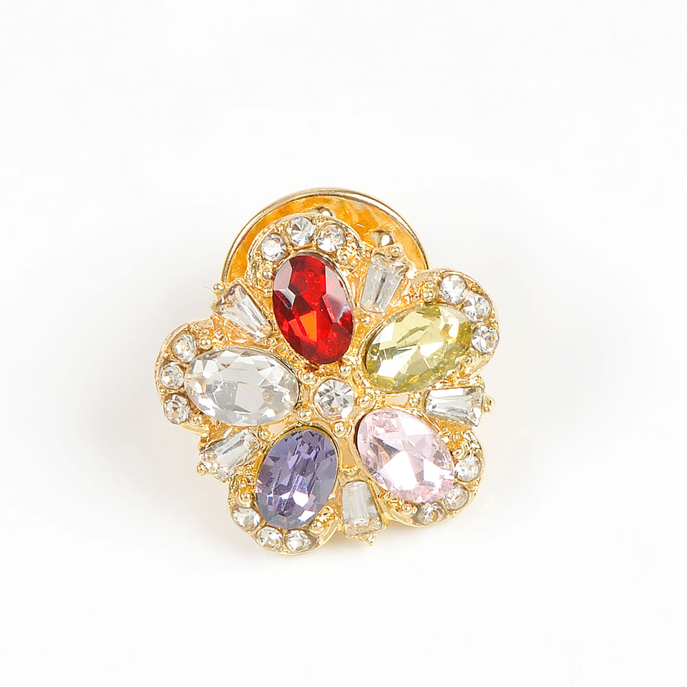 Brosa martisor floare cu pietre multicolore