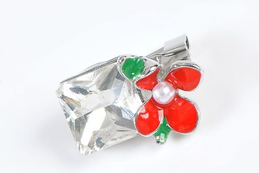 Brosa martisor floare mica rosie