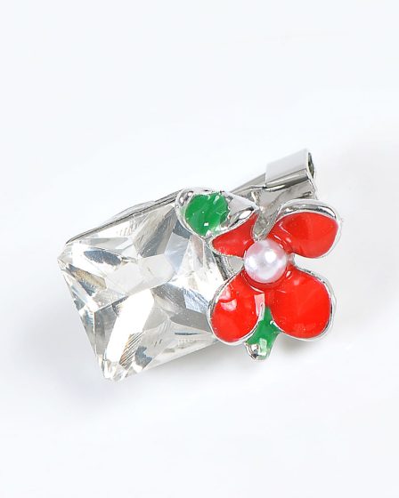 Brosa martisor floare mica rosie