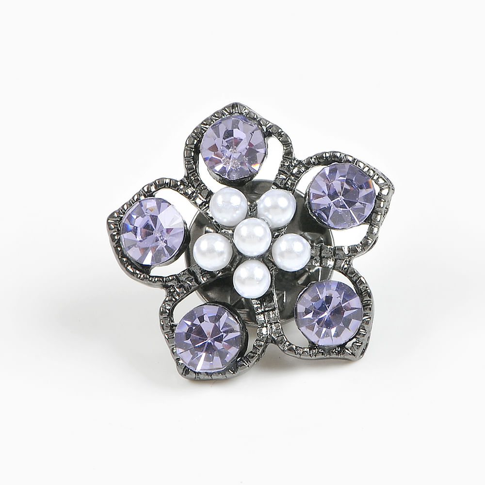 Brosa martisor floare mov cu pietre