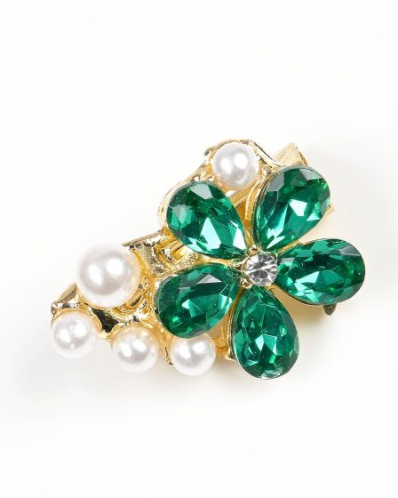 Brosa martisor floare verde cu perle
