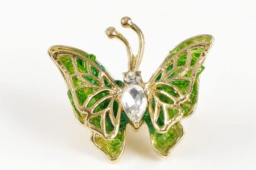 Brosa martisor fluturas cu aripi verzi