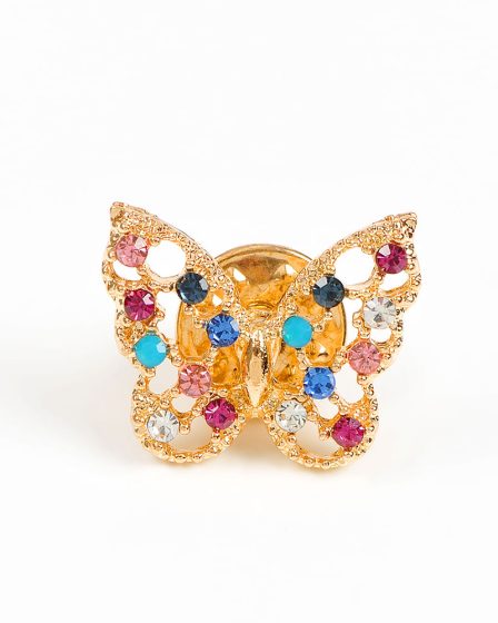 Brosa martisor fluturas cu pietre multicolore