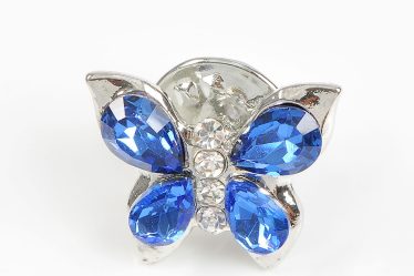 Brosa martisor fluture argintiu cu pietre albastre