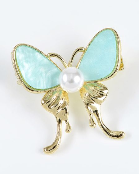 Brosa martisor fluture auriu cu perla